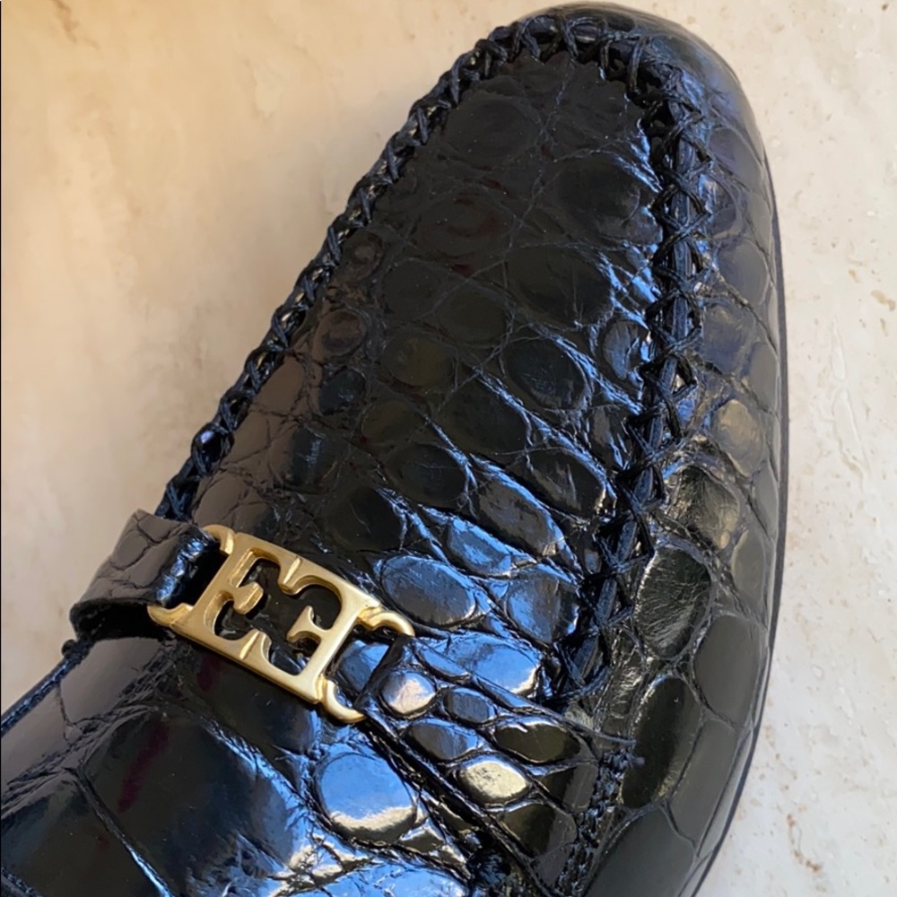 ESCADA black “cocodrillo” embossd leather loafers - Picture 12 of 13